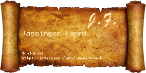 Jassinger Fanni névjegykártya